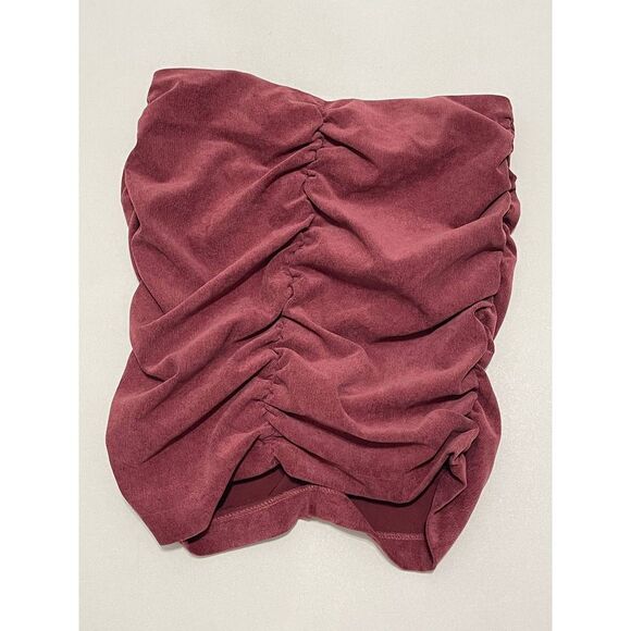 Zara Draped Corduroy Ruched Mini Skirt Dusty Burgundy Red‎ Women’s Size Large - Picture 5 of 9